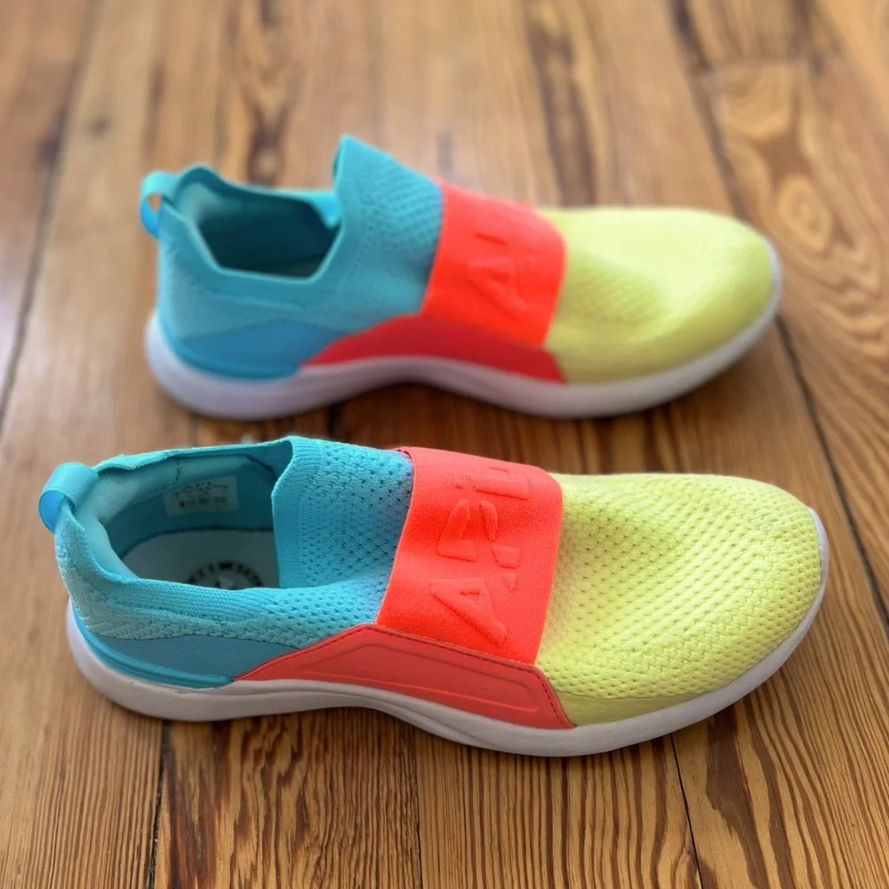 APL Women’s TechLoom Bliss Slip-On Sneakers  Yellow, Blue, and Orange - Picture 2 of 4